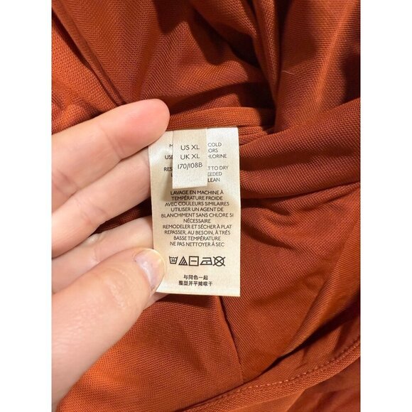 Anthropologie Double V Mesh Ruched Sleeveless Burnt Orange Tank Top Blouse XL - Picture 4 of 5